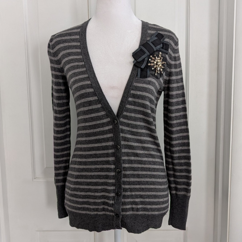 Ann Taylor Loft Wool Blend Cardigan‎ Sweater XTRA SMALL PET Y2K Preppy Fitted